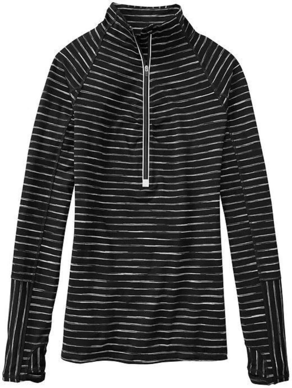Athleta Striped Elite Half Zip Top Shirt Size SMALL / Black / #964325